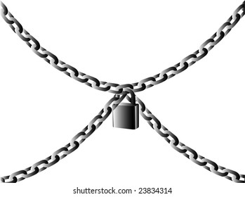 vector - chain with padlock isolated on white background