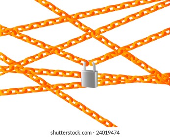 vector - chain with padlock isolated on white background