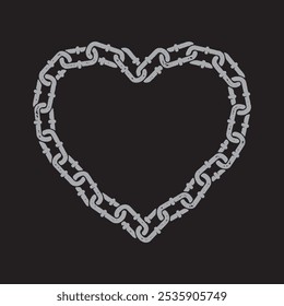 Vector chain in shape of a heart. Black background