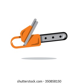 Vector Chainsaw Cartoon Illustration. Equipment for cutting of wood Isolated on a White Background