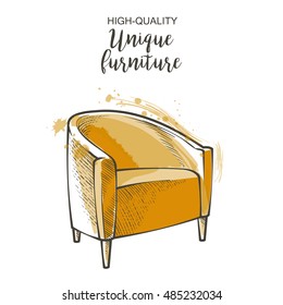 vector chair isolated sketch hand drown furniture