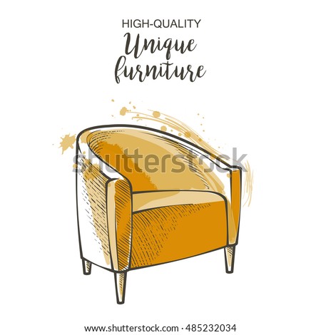 vector chair isolated sketch hand drown furniture
