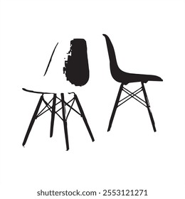 vector chair silhouette model in black and white