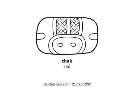 vector chak (red) mayan symbol heroglyphic illustration icon