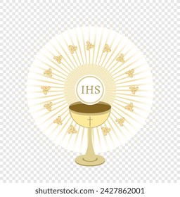 Vector chalice with flowers and IHS lettering