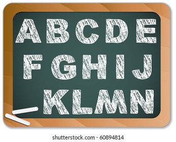 Vector - Chalk Alphabet On Blackboard