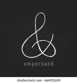 Vector chalk ampersand hand-drawn on grunge blackboard. Eps8. RGB. Global colors