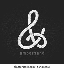 Vector chalk ampersand hand-drawn on grunge blackboard. Eps8. RGB. Global colors
