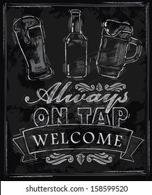 vector chalk beer on chalkboard background