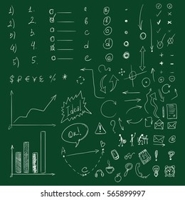 Vector Chalk Business and Office Doodle Illustrations