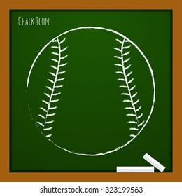 Vector chalk drawn doodle baseball icon on school board 