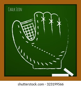 Vector chalk drawn doodle baseball glove icon on school board 