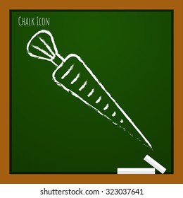 Vector chalk drawn doodle carrot icon on school board 