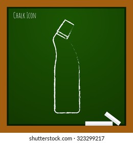 Vector chalk drawn doodle cleaner bottle for bathroom, kitchen, toilet on school board 