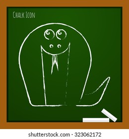 Vector chalk drawn doodle cobra icon on school board 