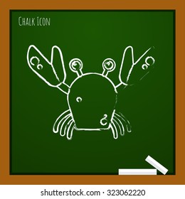 Vector chalk drawn doodle crab icon on school board 