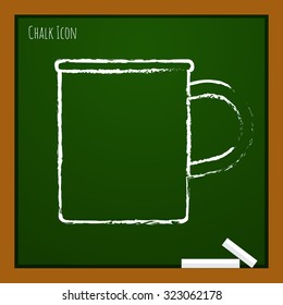 Vector chalk drawn doodle cup for tea or coffee icon on school board 