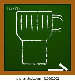 Vector chalk drawn doodle cup for tea or coffee icon on school board 