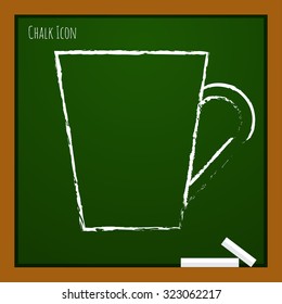 Vector chalk drawn doodle cup for tea or coffee icon on school board 