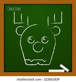 Vector chalk drawn doodle deer icon on school board 