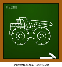 Vector chalk drawn doodle heavy machine icon on school board 