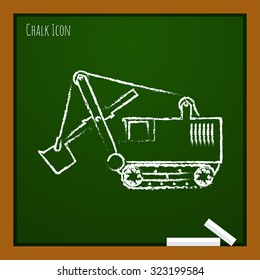 Vector chalk drawn doodle heavy machine icon on school board 