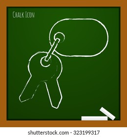 Vector chalk drawn doodle keys icon on school board 