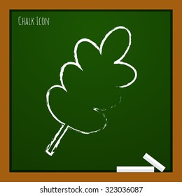 Vector chalk drawn doodle leaf icon on school board 