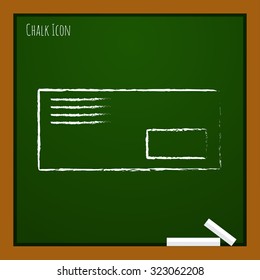 Vector chalk drawn doodle mail envelope icon on school board 