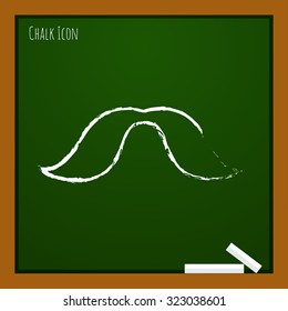 Vector chalk drawn doodle mustache icon on school board 