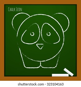 Vector chalk drawn doodle panda icon on school board 