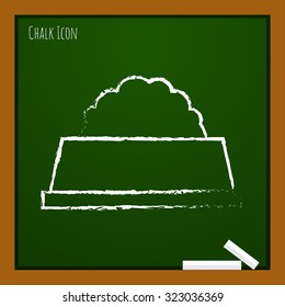 Vector chalk drawn doodle pet food dish icon on school board 