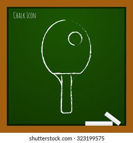 Vector chalk drawn doodle ping-pong single player icon on school board 