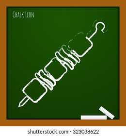 Vector chalk drawn doodle shashlik icon on school board 