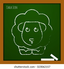Vector chalk drawn doodle sheep icon on school board 