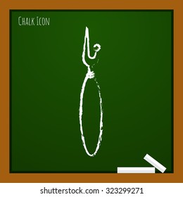 Vector chalk drawn doodle tailor seam ripper icon on school board 