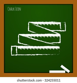 Vector chalk drawn doodle tailor ruler icon on school board 
