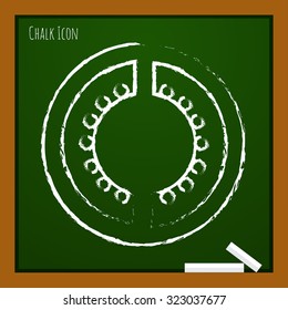 Vector chalk drawn doodle tomato slice icon on school board 