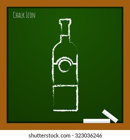 Vector chalk drawn doodle vine bottle template on school board 