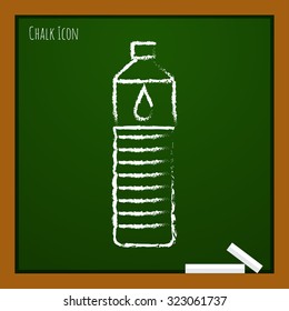 Vector Chalk Drawn Doodle Water Bottle On School Board 