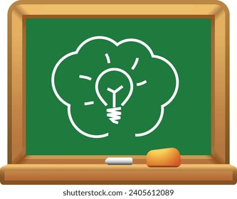 Vector chalk drawn illustration set of art education objects on green chalkboard with shadow isolated on white background.