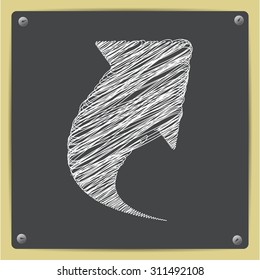 Vector chalk drawn sketch of arrow icon on school blackboard  