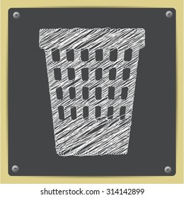 Vector chalk drawn sketch of basket icon on school blackboard  