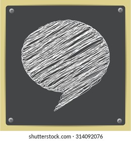 Vector chalk drawn sketch of callout icon on school blackboard  