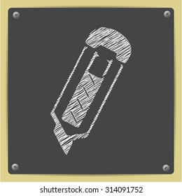 Vector chalk drawn sketch of knife icon on school blackboard  