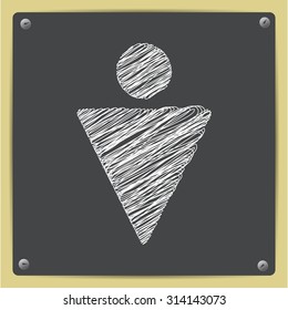 Vector chalk drawn sketch of man icon on school blackboard  