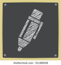 Vector chalk drawn sketch of pen icon on school blackboard  