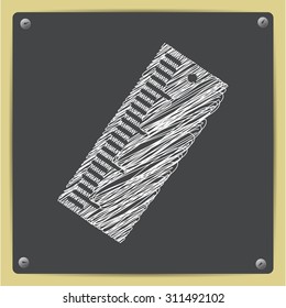 Vector chalk drawn sketch of ruler icon on school blackboard  