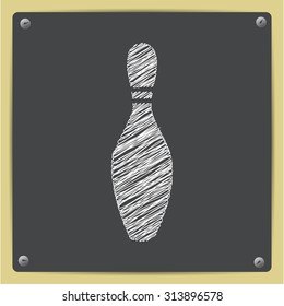 Vector chalk drawn sketch of skittle icon on school blackboard  
