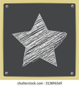 Vector chalk drawn sketch of star icon on school blackboard  